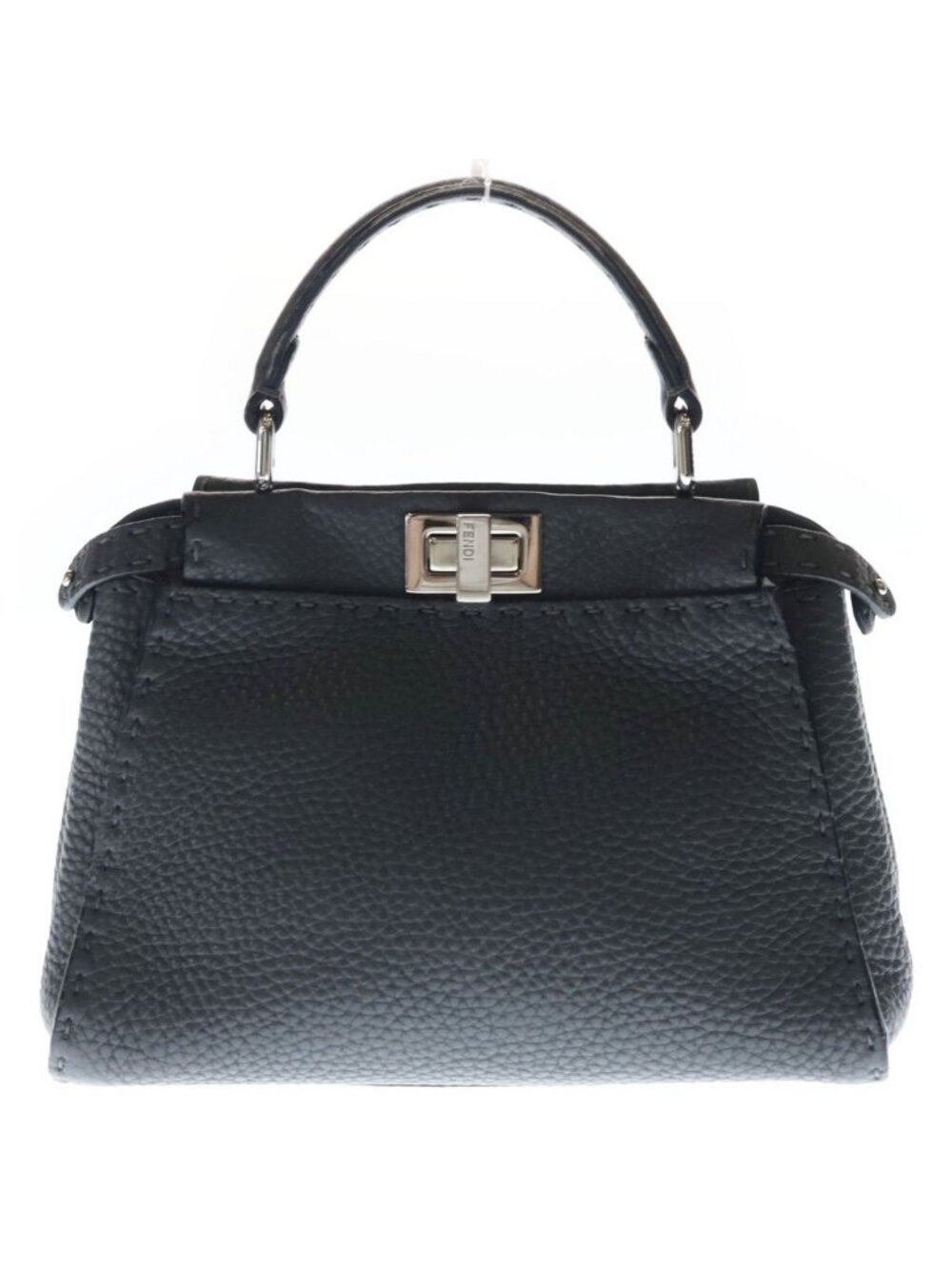 Fendi Peekaboo Mini Selleria 2-Way Shoulder Bag Dark Gray Leather Silver